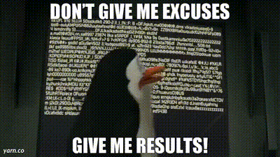Don’t give me excuses, give me results!